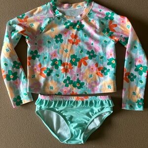 Wonder Nation Green Rashguard Swim Top
